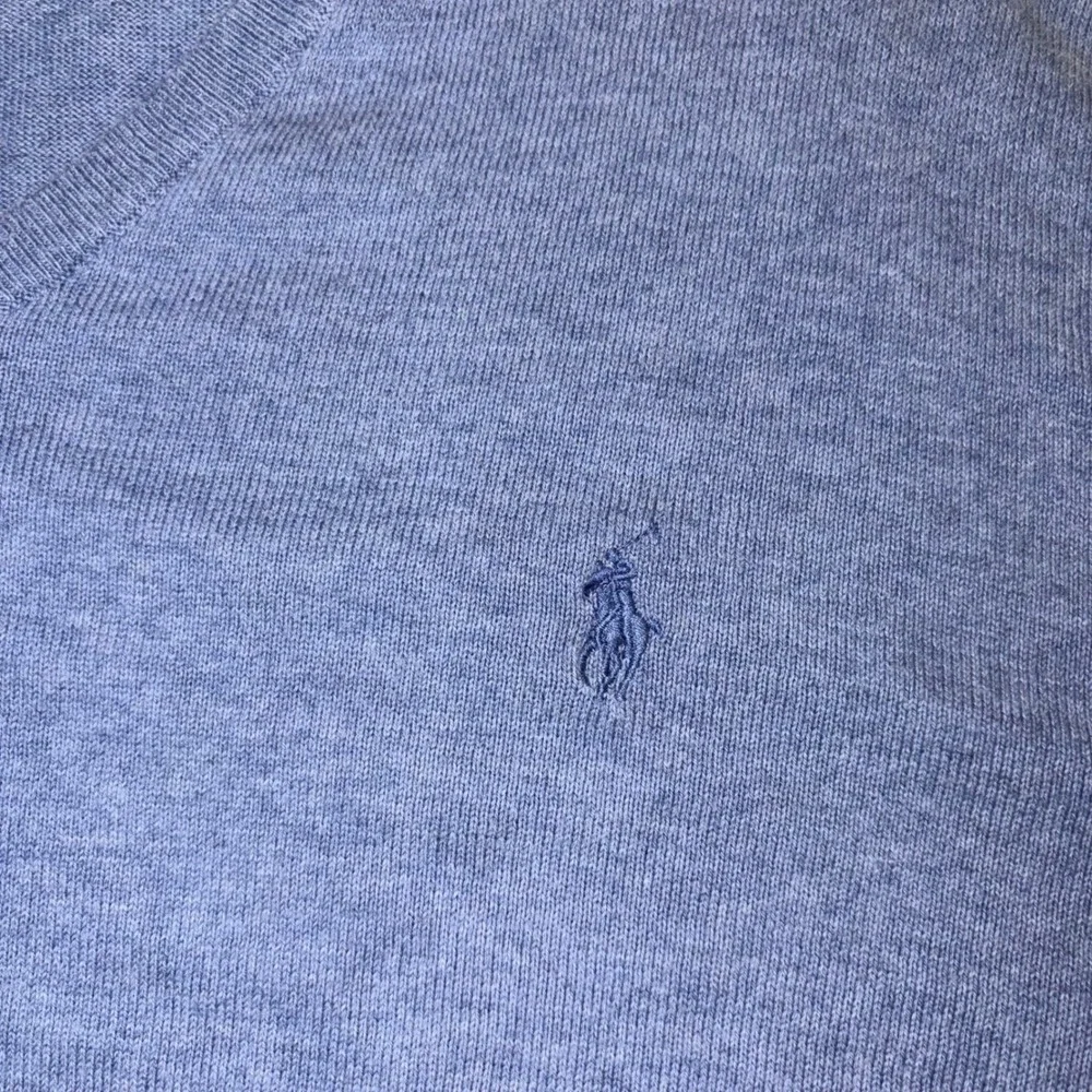 Polo Ralph Lauren Mens XL Pima Cotton V-Neck Sweater Blue Heather Knit Pony Logo